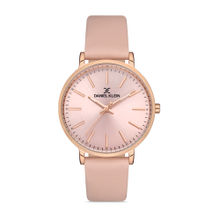 Daniel Klein Pink Color Leather Strap Watch for Women DK.1.13046-5