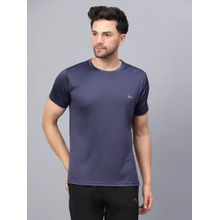 Shiv Naresh Men Navy Blue Polyester Solid Fitted Fit T-Shirt