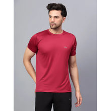 Shiv Naresh Men Maroon Polyester Solid Fitted Fit T-Shirt