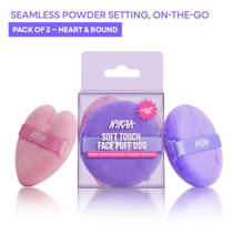 Nykaa Tools Soft Touch Face Puff Duo-Heart & Round Shapes for Makeup Blending and Powder Setting-2Pc