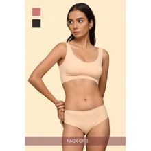 Krvvy Women Seamless Mid-Rise Thong Panty Ultrasoft Invisible Multi-Color (Pack of 3)