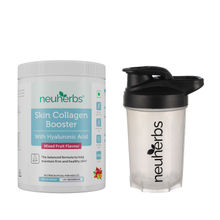 Neuherbs Skin Collagen Booster Mixed Fruit Flavour with Protein Shaker Bottle Combo Pack