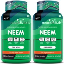 Nourish Vitals Neem Capsules - Pure Herbs - 500mg Neem Extract - Blood Purifier & For Healthy Skin