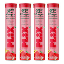 Plix Apple Cider Vinegar Effervescent Tablets with Vitamin B6 & B12, Pack of 4 - Watermelon