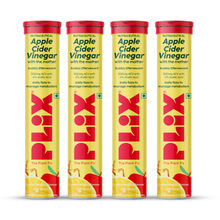 Plix Apple Cider Vinegar Effervescent Tablets with Vitamin B6 & B12, Pack of 4 - Lemon Masala