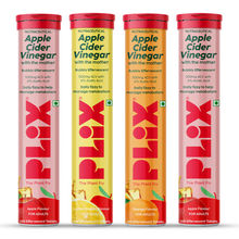 Plix Apple Cider Vinegar Effervescent Tablet with Vitamin B6 & B12, Pack of 4 - Variety Pack