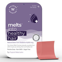 Wellbeing Nutrition Melts Healthy Hair, Biotin, Stronger, Shinier Hair, Watermelon Flavour