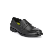 Hitz Men's Black Leather Slip On Formal Shoes