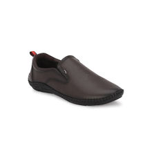 Hitz Men's Brown Leather Slip-On Casual Shoes