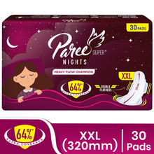 Paree Super Nights XXL-30 Sanitary Pads All Night Protection Double Feathers for Extra Coverage