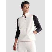U.S. POLO ASSN. Men White Cotton Sleeveless Sweatshirt