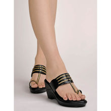 Shoetopia Embellished Sequence Detailed Black Wedges for Women & Girls