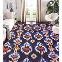 Qaaleen Fine Handcrafted Dhurrie Finish with Same Level Pattern Blue 5 x 8 ft Rug