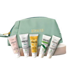 Dermafique Gift Travel Essential-Skincare Routine Set of 5 with Pouch, Dermatologist Tested