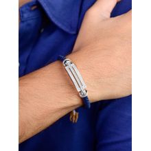 925 Silver Cz Blue Bar Bracelet for Men