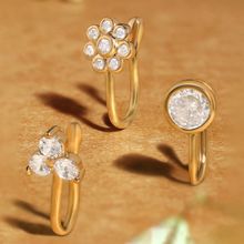 Zaveri Pearls Set of 3 Gold Tone Cubic Zirconia Brass Clip On Nose Pins-ZPFK17363