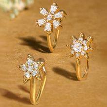 Zaveri Pearls Set of 3 Gold Tone Cubic Zirconia Brass Clip On Nose Pins-ZPFK17364