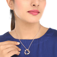 Yellow Chimes Rose Gold -toned Crystal Embracing Love Heart Shaped Pendant