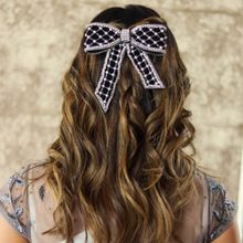 Hair Drama Co. Embellished Velvet Hair Bow Barrette Clip - Black