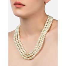 Zaveri Pearls Gold Tone Fusion Wear 3 Layers Pearl Necklace-ZPFK10490