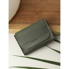Aditi Wasan Olive Green Genuine Leather Gusseted Card Holder