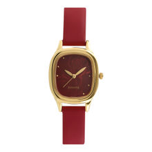 Sonata Red Dial Red Leather Strap Watch