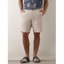 Selected Beige Mid Rise Linen Shorts