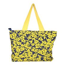 Pick Pocket Yellow & Grey Floral Printed Canvas Tote Bag