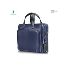 Lapis Bard Crossover Desert Bloom Cactus Leather Briefcase Bag - Navy Blue