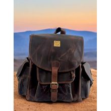 Ya Qalbi Brown Genuine Leather Backpack