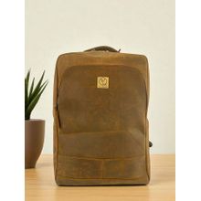 Ya Qalbi Light Brown Genuine Leather Backpack