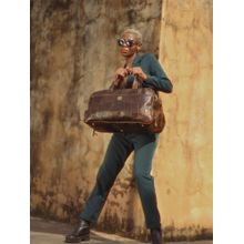 Ya Qalbi Brown Genuine Hard Wax Leather Duffle Bag With Detachable Strap