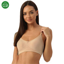 Inner Sense Organic Cotton Antimicrobial Soft Nursing Bra with Removable Pads-Nude