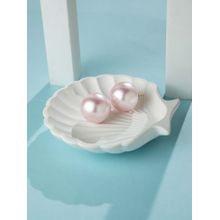 Niscka Big Round Baby Pink Statement Stud Earrings