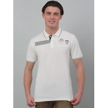 Cantabil Men Off White Polo Neck Half Sleeves T-Shirt