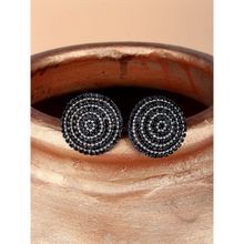 Da Firenzie Black-Plated Black Rhinestone Stud Earrings