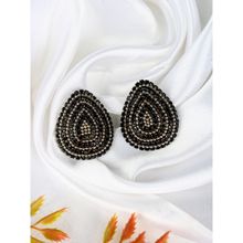 Da Firenzie Black-Plated Black Rhinestone Stud Earrings
