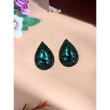Da Firenzie Black-Plated Green Rhinestone Drop Earrings