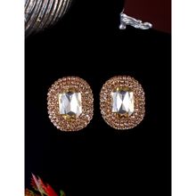 Da Firenzie Gold-Plated White Rhinestone Stud Earrings