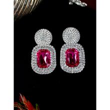 Da Firenzie Silver-Plated Pink Rhinestone Drop Earrings