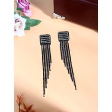 Da Firenzie Black-Plated Silver Rhinestone Drop Earrings