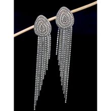 Da Firenzie Silver-Plated White Rhinestone Drop Earrings