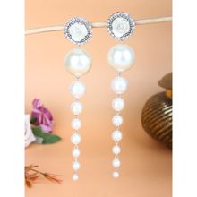 Da Firenzie Silver-Plated White Acrylic Bead Drop Earrings