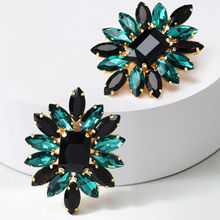 Zaveri Pearls Green & Black Crystal Shine Party Bling Stud Earring-ZPFK10795