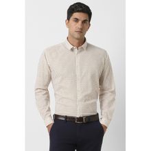 Van Heusen Men Beige Slim Fit Print Full Sleeves Party Shirt
