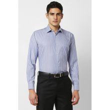Van Heusen Men Blue Regular Fit Stripe Full Sleeves Formal Shirt