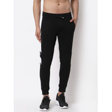 Red Tape Men'S Black Colorblock Cotton Poly Spandex Joggers