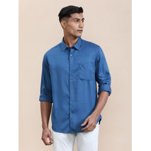 Crocodile Mens Blue Collar Premium Fluid Press Button Full Sleeve Casual Shirt