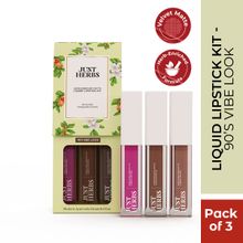 Just Herbs Herb Enriched Matte Liquid Lipstick Set Of 3 - 90'S Vibe