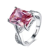 Fabula Pink Solitaire Princess Cut Large Crystal Engagement Ring